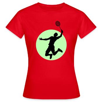 Badminton Spieler Silhouette – Smash Power - Frauen T-Shirt - Rot - Vorne - AI Model Female 172 dark (172cm)