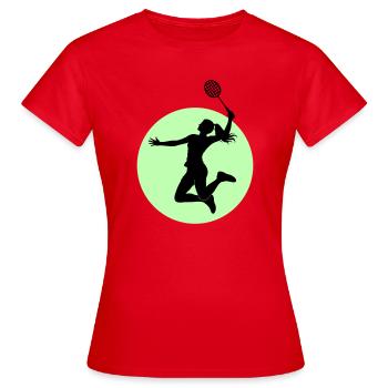 Badminton Spielerin Silhouette – Smash Power - Frauen T-Shirt - Rot - Vorne - AI Model Female 172 dark (172cm)