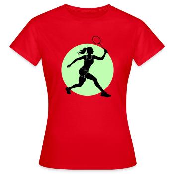 Badminton Spielerin Vorhand - Frauen T-Shirt - Rot - Vorne - AI Model Female 172 dark (172cm)