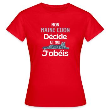 Maine Coon Command You Obey - Women's T-Shirt - red - Front - AI Model Female 172 dark (172cm)