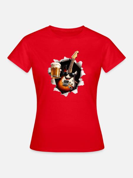 Gitarre Bier - Frauen T-Shirt - Rot
