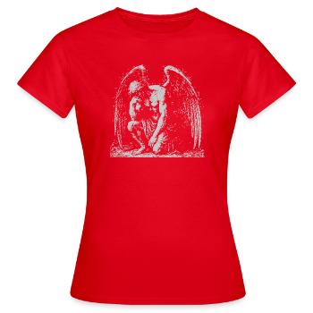 L’ange ailé déchu en contemplation - T-shirt Femme - rouge - Devant - AI Model Female 172 dark (172cm)