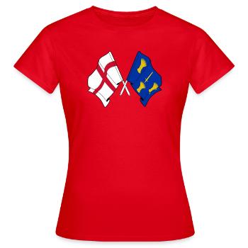 Cheshire & England kreuzten Flaggen - Frauen T-Shirt - Rot - Vorne - AI Model Female 172 dark (172cm)