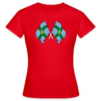 Derbyshire-Flaggen gekreuzt - Frauen T-Shirt - Rot - Vorne - AI Model Female 172 dark (172cm)