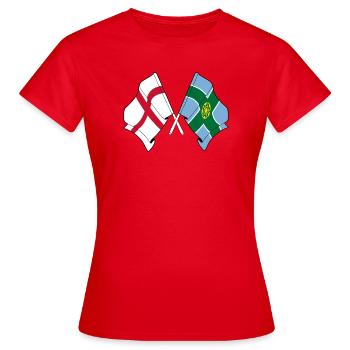 Derbyshire x England Flaggen - Frauen T-Shirt - Rot - Vorne - AI Model Female 172 dark (172cm)