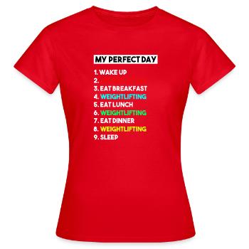 Mon gif drôle d’entraînement drôle de musculation pour la journée idéale - T-shirt Femme - rouge - Devant - AI Model Female 172 dark (172cm)