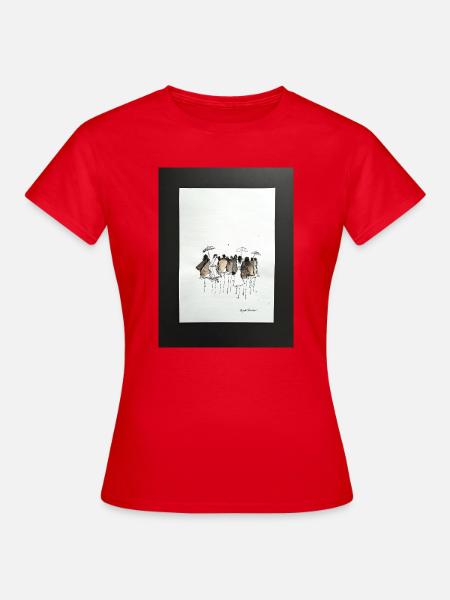 La mode, les gens abstraits. Aquarelle à l’encre - T-shirt Femme - rouge