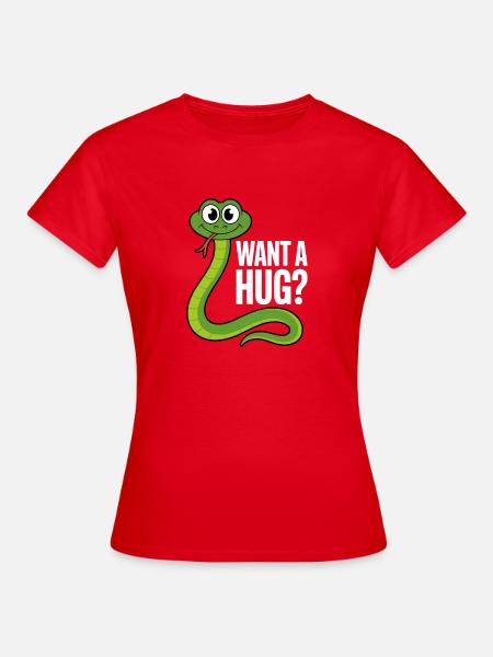 Will einen Umarmungs-Schlangen-Cartoon - Frauen T-Shirt - Rot