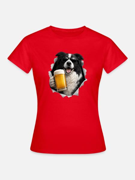 Border Collie Bier - Frauen T-Shirt - Rot