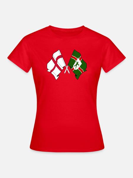 Nottinghamshire × England-Flaggen - Frauen T-Shirt - Rot