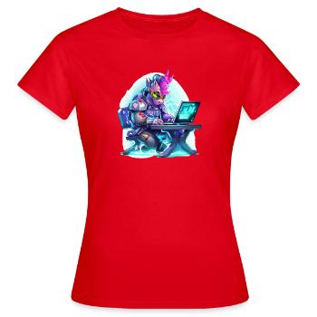 Cyberunicorn sur l’ordinateur portable - T-shirt Femme - rouge - Devant - AI Model Female 172 dark (172cm)