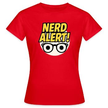 Nerd Alert Spaßdesign mit Brille - Frauen T-Shirt - Rot - Vorne - AI Model Female 172 dark (172cm)