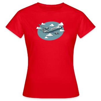 Dessin animé d’aviation dans le ciel bleu - T-shirt Femme - rouge - Devant - AI Model Female 172 dark (172cm)