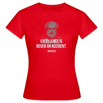 Aristotle: Excellence Is Not An Accident - Women's T-Shirt - red - Front - AI Model Female 172 dark (172cm)