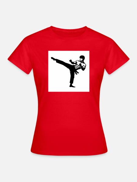 Kicking Silhouette Karate - Frauen T-Shirt - Rot