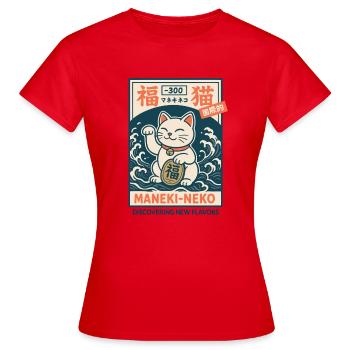 Maneki-neko - Frauen T-Shirt - Rot - Vorne - AI Model Female 172 dark (172cm)