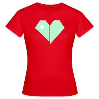 Mint Heart Split Minimalist - Women's T-Shirt - red - Front - AI Model Female 172 dark (172cm)
