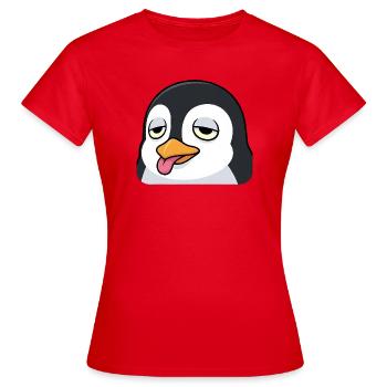 Dessin animé drôle de pingouin avec une langue agacée qui sort - T-shirt Femme - rouge - Devant - AI Model Female 172 dark (172cm)