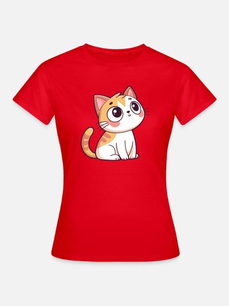 Neugieriges Kätzchen - Frauen T-Shirt - Rot