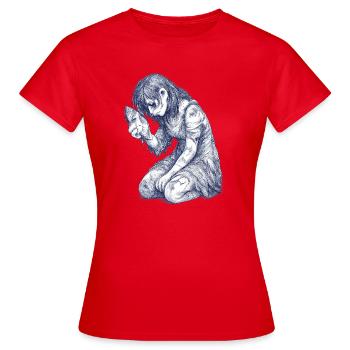 Portrait du personnage de la fille mélancolique - T-shirt Femme - rouge - Devant - AI Model Female 172 dark (172cm)