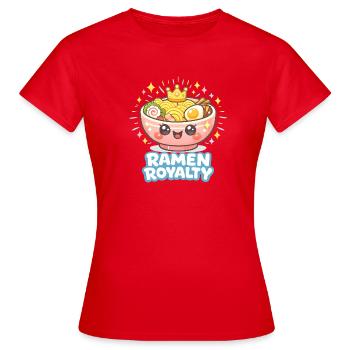 Ramen Royalty: Kawaii Nudeln Bowl - Frauen T-Shirt - Rot - Vorne - AI Model Female 172 dark (172cm)