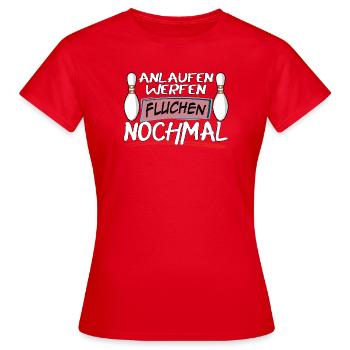 Course, lancer, jurer, lancer encore - T-shirt Femme - rouge - Devant - AI Model Female 172 dark (172cm)