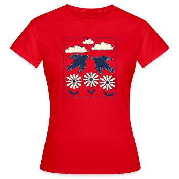 Nachtvogel Print - Frauen T-Shirt - Rot - Vorne - AI Model Female 172 dark (172cm)