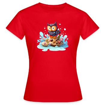L’Île à la chouette avec des douceurs - T-shirt Femme - rouge - Devant - AI Model Female 172 dark (172cm)