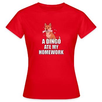 A Dingo Ate My Homework - Women's T-Shirt - red - Front - AI Model Female 172 dark (172cm)