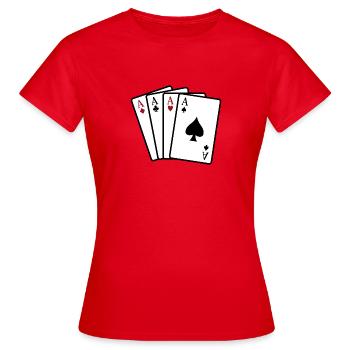 Aces playing cards - Women's T-Shirt - red - Front - AI Model Female 172 dark (172cm)