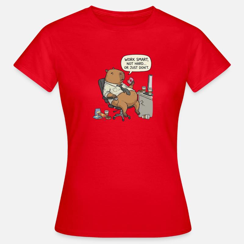 Capybara beaver at work: Lazy instead of work - Women's T-Shirt - red