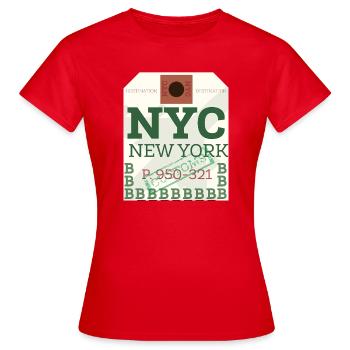 NYC Fetter Passstempel - Frauen T-Shirt - Rot - Vorne - AI Model Female 172 dark (172cm)