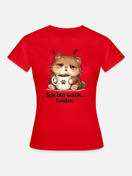 Kuschelkätzchen Kaffee Müde - Frauen T-Shirt - Rot