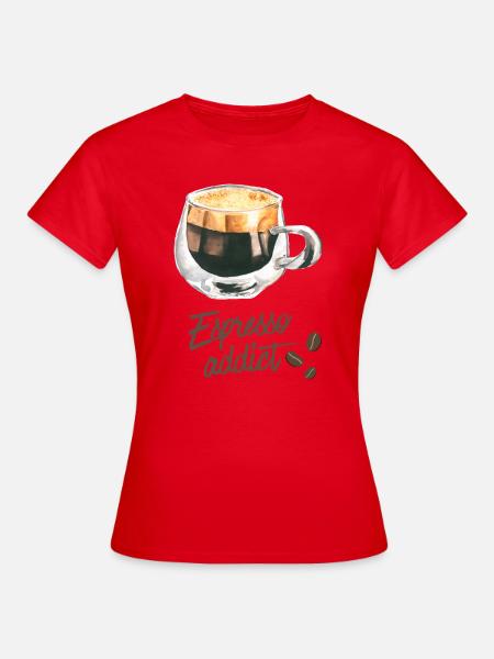 Espresso-Süchtiger – Aquarell-Kaffeekunst - Frauen T-Shirt - Rot