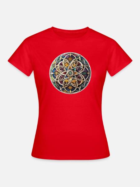 Keltischer Knoten Kaleidoskop - Frauen T-Shirt - Rot