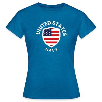 U.S. Flag Shield Navy - Women's T-Shirt - antique blue sapphire heather - Front - AI Model Female 172 dark (172cm)