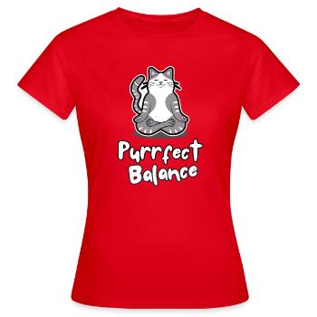 Purrfektes Gleichgewicht - Frauen T-Shirt - Rot - Vorne - AI Model Female 172 dark (172cm)