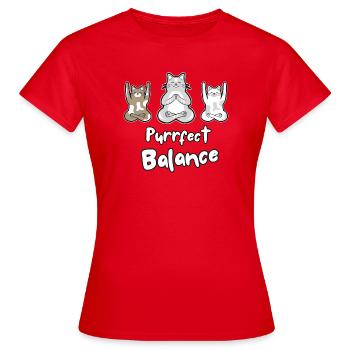 Équilibre Parfait - CAT - T-shirt Femme - rouge - Devant - AI Model Female 172 dark (172cm)