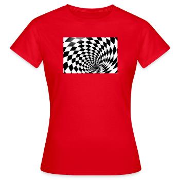 Hypnotic Checkerboard Spiral - Women's T-Shirt - red - Front - AI Model Female 172 dark (172cm)