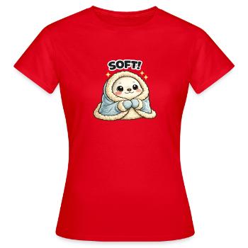 Kuschel-Maskottchen im Wintermantel - Frauen T-Shirt - Rot - Vorne - AI Model Female 172 dark (172cm)