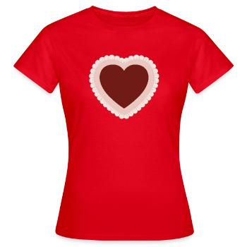 Cœur d’amour avec bordure en dentelle - T-shirt Femme - rouge - Devant - AI Model Female 172 dark (172cm)