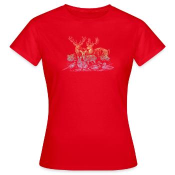 Herd of deer in the rainbow - Women's T-Shirt - red - Front - AI Model Female 172 dark (172cm)
