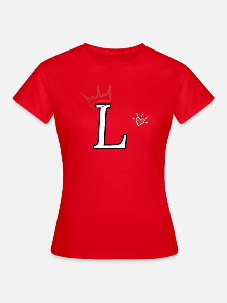 Buchstabe I, Kronenherz - Frauen T-Shirt - Rot