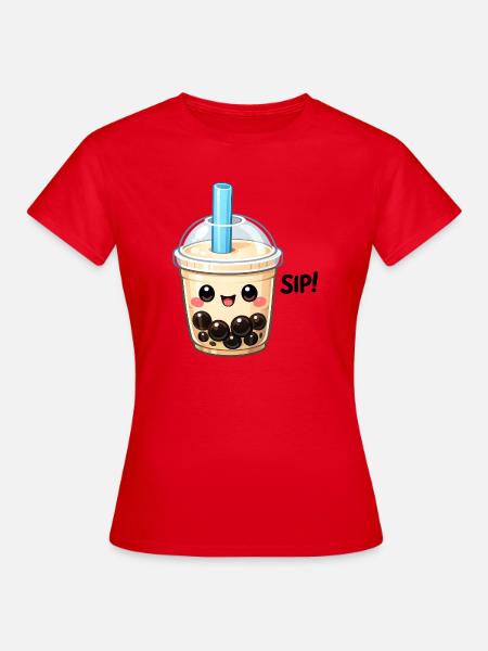 Kawaii Boba Milchtee Becher - Frauen T-Shirt - Rot