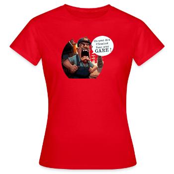 YOU CAN BE A RAILWAY WORKER WITHOUT WARNING! (train) - Women's T-Shirt - red - Front - AI Model Female 172 dark (172cm)