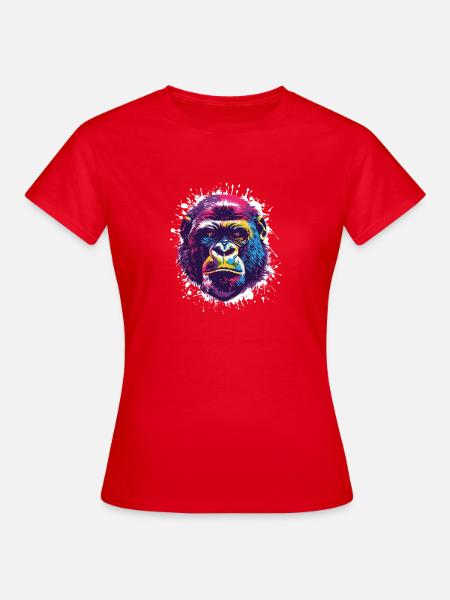 Gorilla Popart Affe Monkey - Frauen T-Shirt - Rot