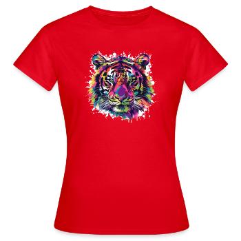 Éclat de couleur animal tigre - T-shirt Femme - rouge - Devant - AI Model Female 172 dark (172cm)