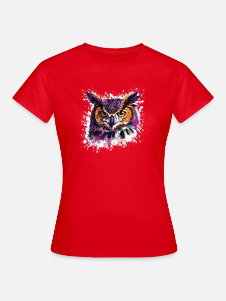 Eule Tier Nachteule - Frauen T-Shirt - Rot