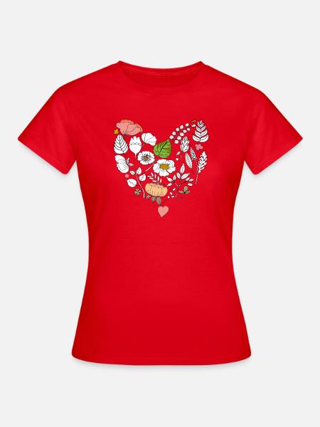 Florales Herz - Frauen T-Shirt - Rot