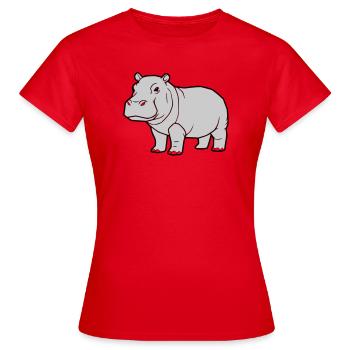 Hippopotamus Debout Zoo d’Animaux Debout - T-shirt Femme - rouge - Devant - AI Model Female 172 dark (172cm)
